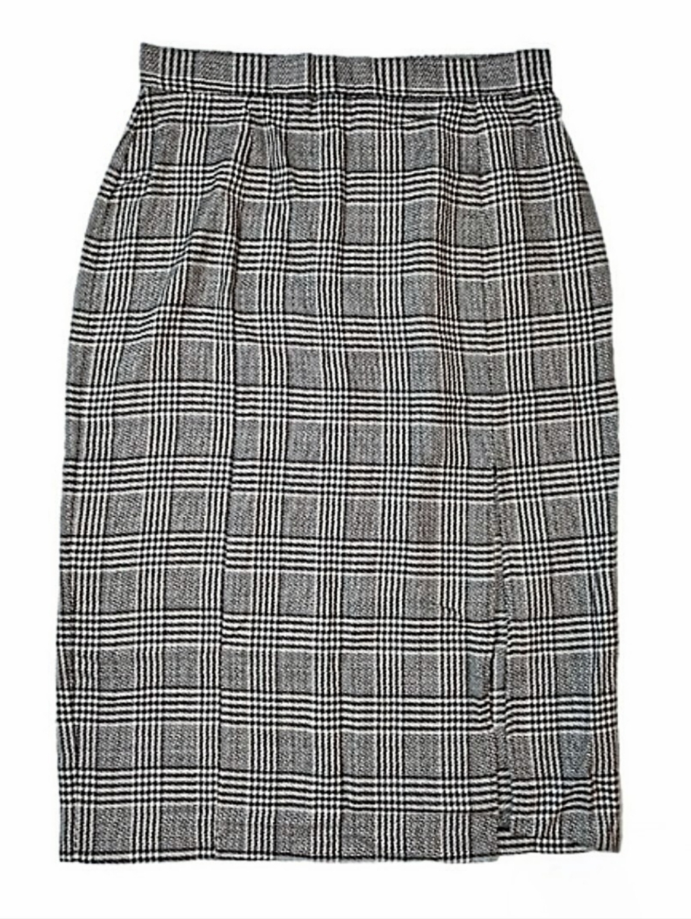 Vtg Diana Marco Skirt XL 16/18 Black White Houndstooth Plaid 37" High Waist USA